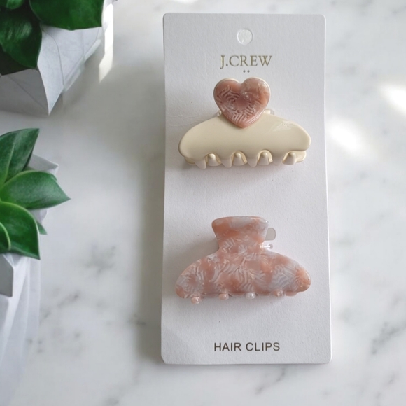 J. Crew Mini Heart Claw Hair Clips Set - Picture 2 of 6